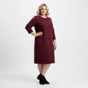 Rachel Rachel Roy Burgundy Wine 3/4 Sleeve Shift Dress Size 16